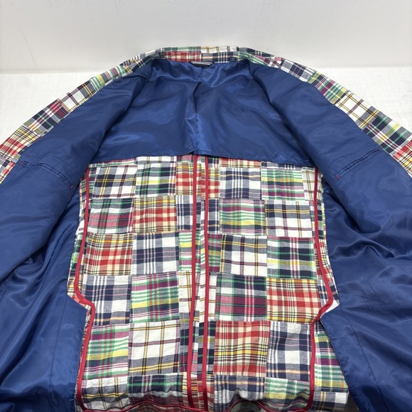 Nautica Mens Madras Patchwork  Brielle Blazer Jacket Size 44L Cotton Preppy - Picture 12 of 13